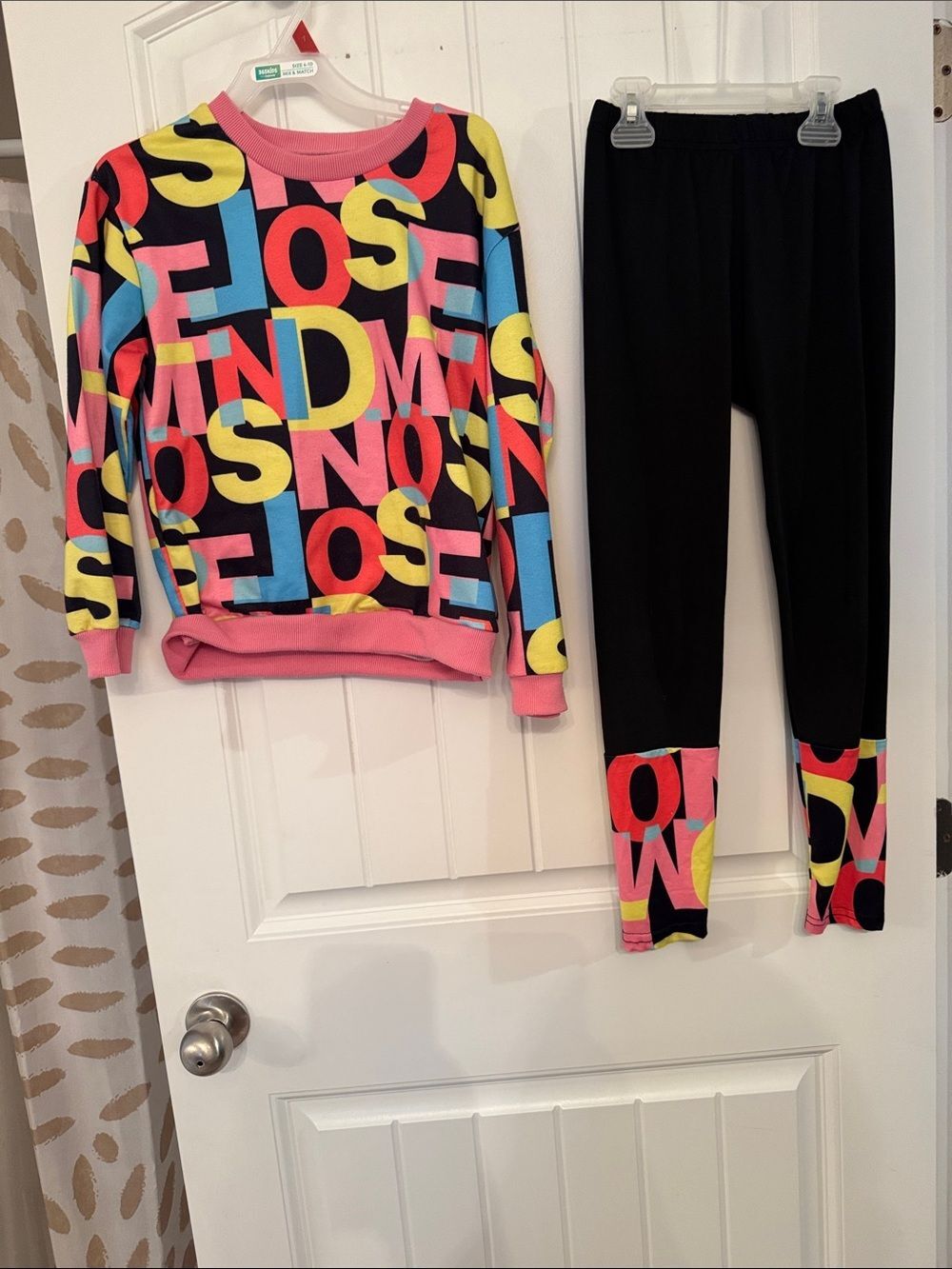 SHEIN Pink Multicolor Graphic Sweatshirt Set